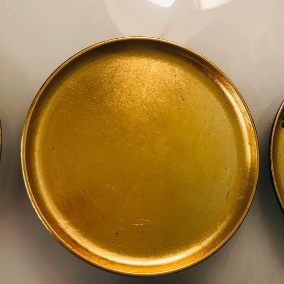 6 gold painted round coasters and box. Hand crafted in Japan. - Picture 12 of 12